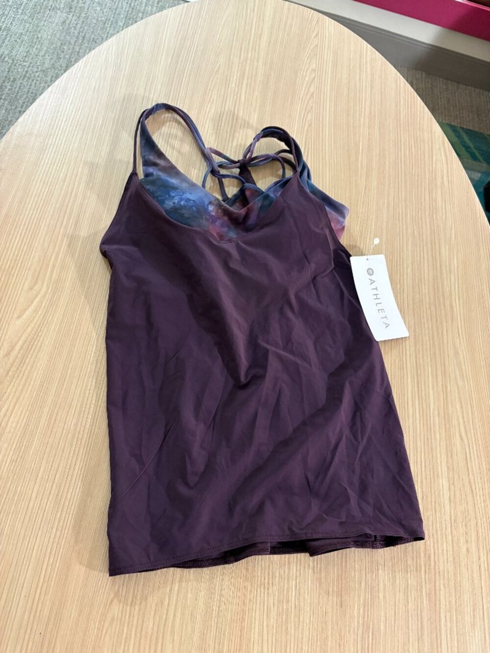 Athleta Solace Support Tank Top XXS Xtra Xtra Small Purple NWT NEW Layered